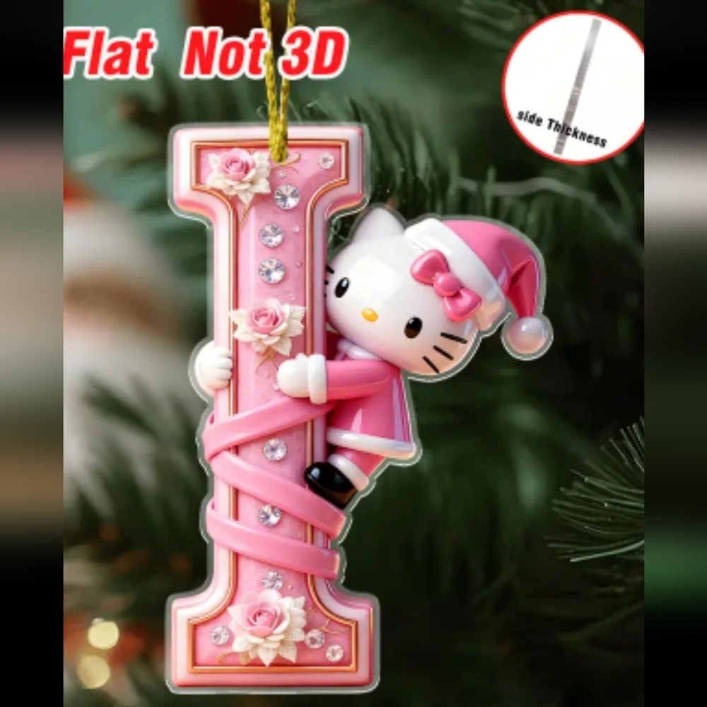 Hello Kitty Letter I Christmas Ornament Pink Initial Holiday Decor New